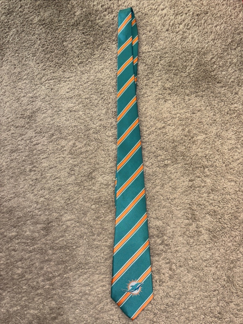 Teal & Orange Striped Miami Dolphins Tie